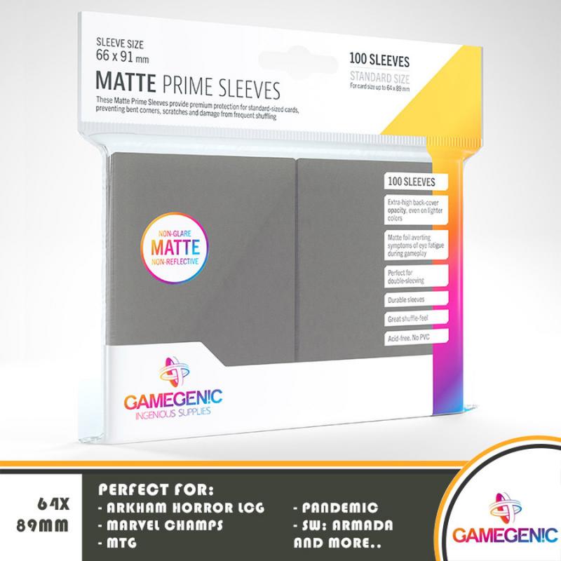 Gamegenic - Matte Prime Sleeves Dark Gray (100 Sleeves)