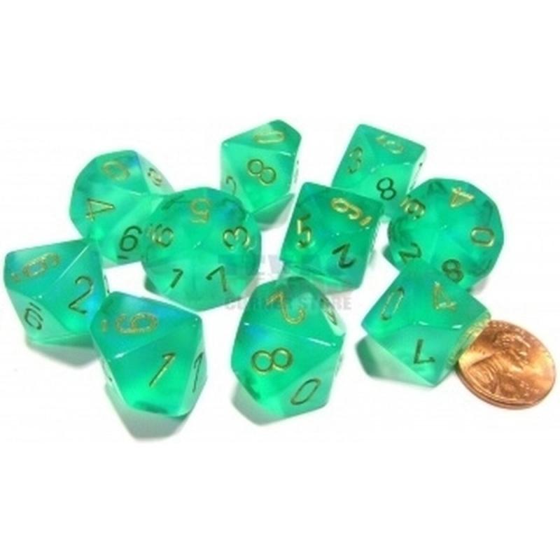 Chessex Borealis Polyhedral Light Green/gold Luminary 7-Die Set