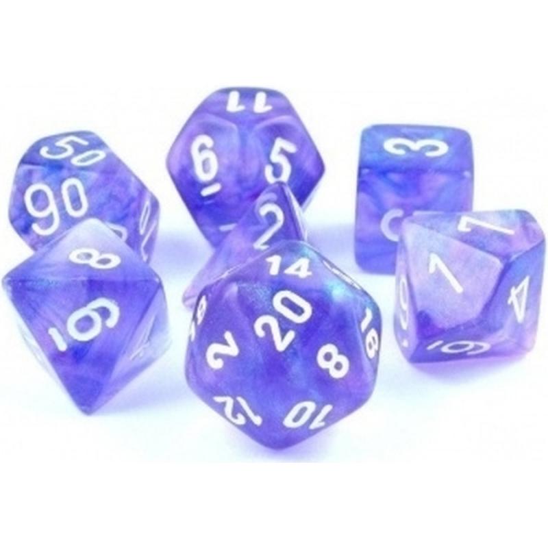 Chessex Borealis Polyhedral Purple/white Luminary 7-Die Set