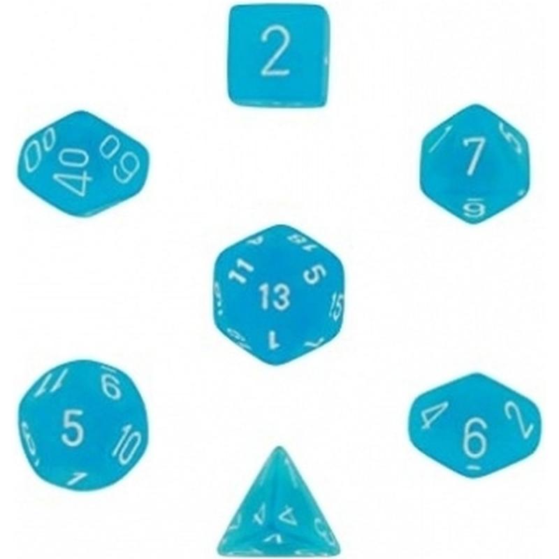 Chessex Frosted 7-Die Set - Carribean Blue w/white