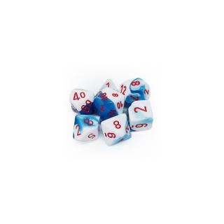 Chessex Gemini Polyhedral 7-Die Set - Astral Blue-White w/red