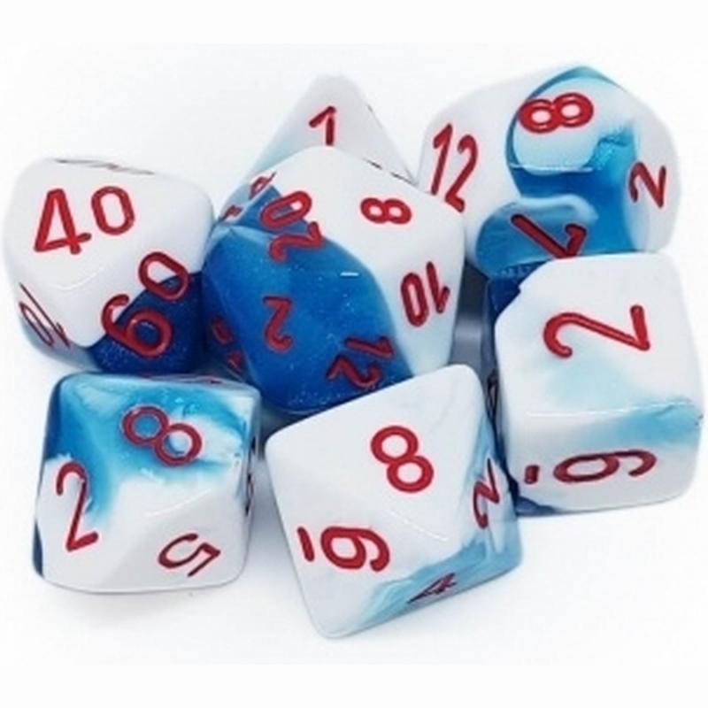Chessex Gemini Polyhedral 7-Die Set - Astral Blue-White w/red