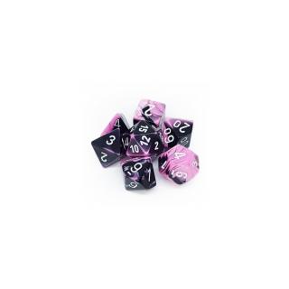 Chessex Gemini Polyhedral 7-Die Set - Black-Pink w/white