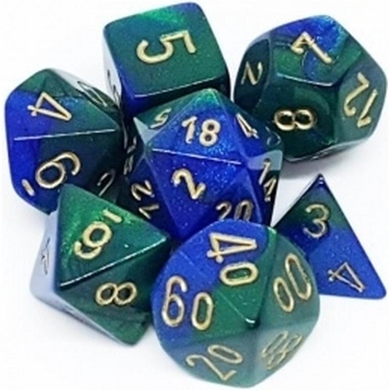 Chessex Gemini Polyhedral 7-Die Set - Blue-Green w/gold