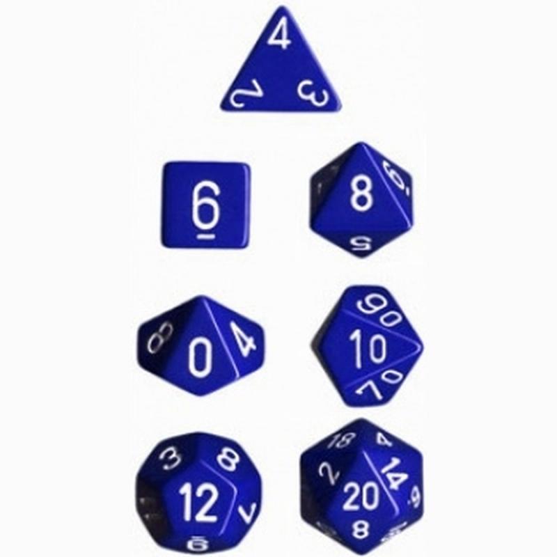 Chessex Opaque Polyhedral 7-Die Sets - Blue w/white