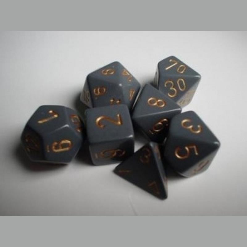 Chessex Opaque Polyhedral 7-Die Sets - Dark Grey w/copper