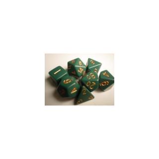 Chessex Opaque Polyhedral 7-Die Sets - Dusty Green w/gold