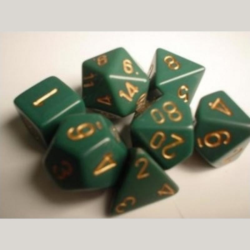 Chessex Opaque Polyhedral 7-Die Sets - Dusty Green w/gold