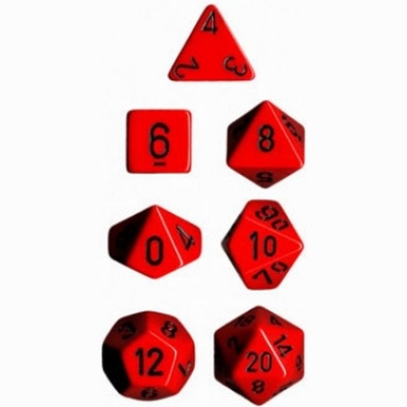 Chessex Opaque Polyhedral 7-Die Sets - Black w/red