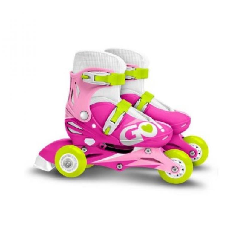 Stamp: Adjustable two in one 3 Wheels Skate Skids Control Pink #27-30
