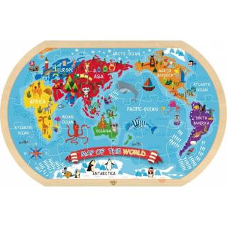 Tooky Toy Ξύλινο Παζλ Παγκόσμιος Χάρτης