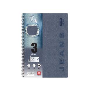 Τετράδιο Σπιράλ Jeans Β5 3 Θεμάτων (Διάφορα Χρώματα) - Typotrust