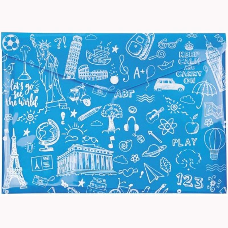 Typotrust Φάκελος Κουμπί PP A4 Doodle - Μπλε