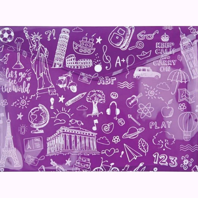 Typotrust Φάκελος Κουμπί PP A4 Doodle - Μπορντώ