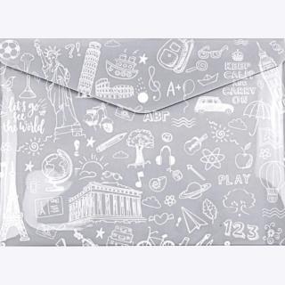 Typotrust Φάκελος Κουμπί PP A4 Doodle - Γκρι