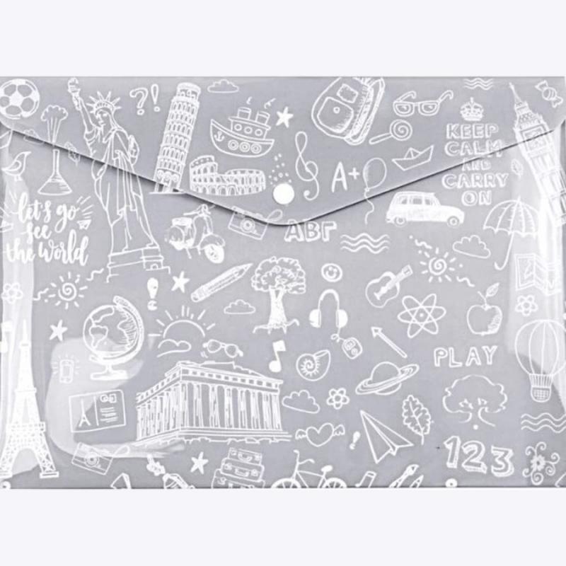 Typotrust Φάκελος Κουμπί PP A4 Doodle - Γκρι