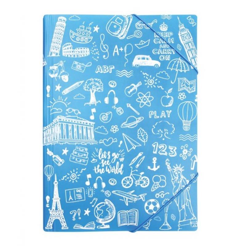 Ντοσιέ Λάστιχο Flap Folder A4 Doodle Μπλε - Typotrust