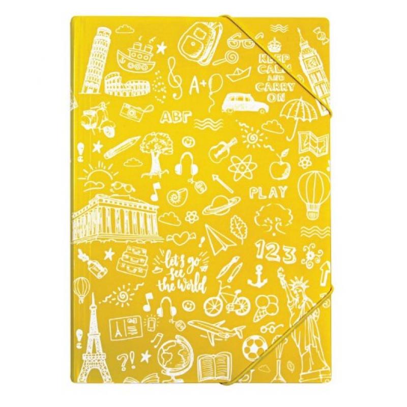 Ντοσιέ Λάστιχο Flap Folder A4 Doodle Κίτρινο - Typotrust
