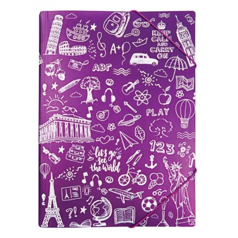Ντοσιέ Λάστιχο Flap Folder A4 Doodle Μωβ - Typotrust