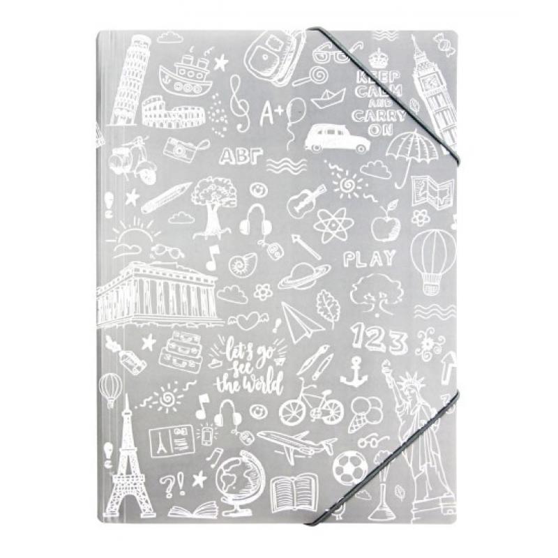 Ντοσιέ Λάστιχο Flap Folder A4 Doodle Γκρι - Typotrust