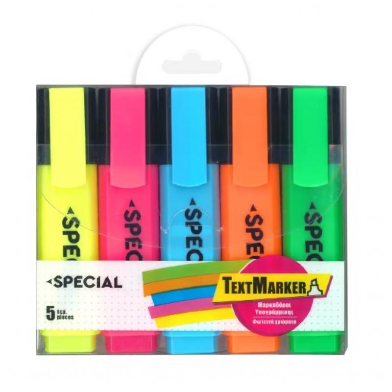 Μαρκαδόροι Υπογράμμισης Special 5 τεμ. (Κίτρινο - Ροζ - Γαλάζιο - Πορτοκαλί - Πράσινο)