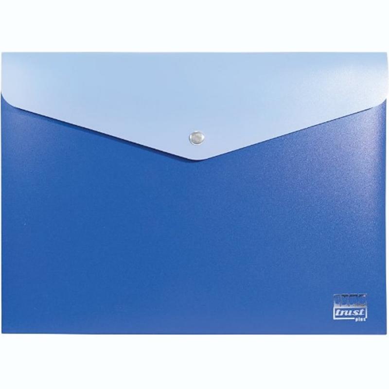 Typotrust Φάκελος Κουμπί PP A4 Double - Εξωτερικά Μπλε, Εσωτερικά Γαλάζιο