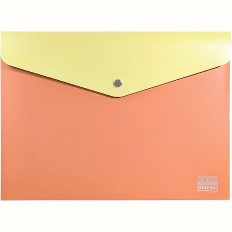 Typotrust Φάκελος Κουμπί PP A4 Double - Εξωτερικά Πορτοκαλί, Εσωτερικά Κίτρινο
