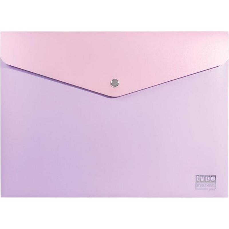 Typotrust Φάκελος Κουμπί PP A4 Double - Εξωτερικά Μωβ, Εσωτερικά Ροζ