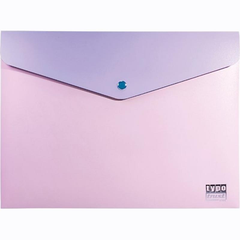 Typotrust Φάκελος Κουμπί PP A4 Double - Εξωτερικά Ροζ, Εσωτερικά Μωβ