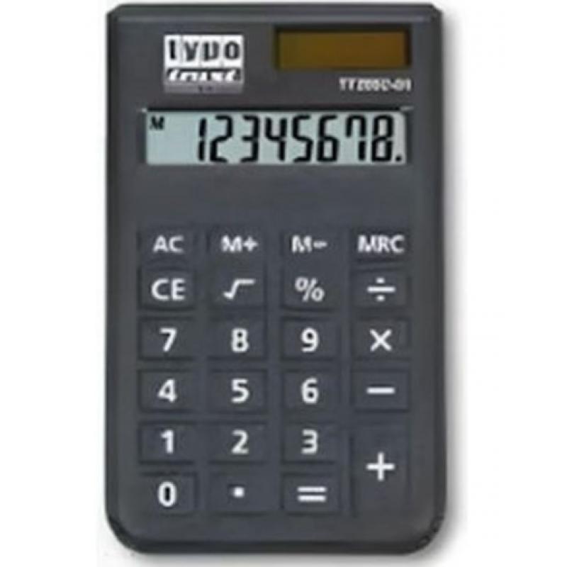 Αριθμομηχανή Τσέπης 8 Ψηφία Dual Power 98 x 61 Μαύρο