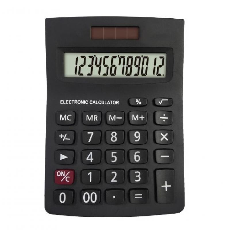 Αριθμομηχανή Γραφείου 12 Ψηφία Dual Power 144 x 103 Μαύρο