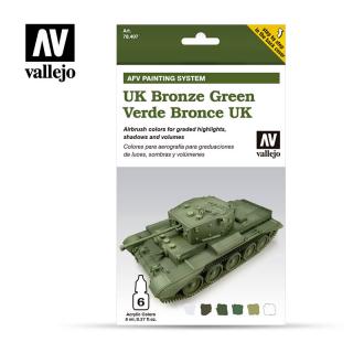 AFV Painting System - Vallejo 6x8ml Air Colour Set - UK Bronze Green 78407