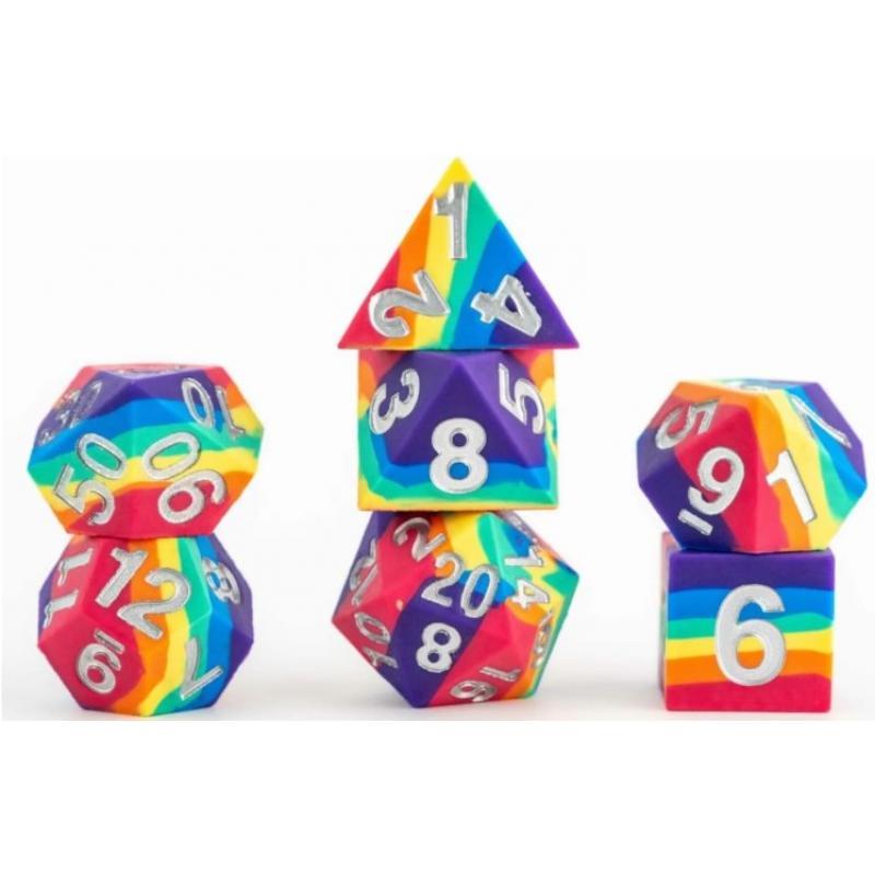 FanRoll Sharp Edge Silicone Dice Set Rainbow (7)