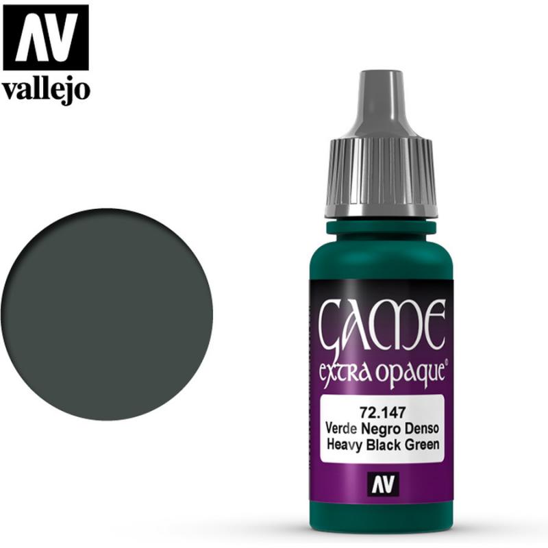 Game Color Acrylic Paint - Vallejo 17ml - Extra Opaque Heavy Black Green 72147