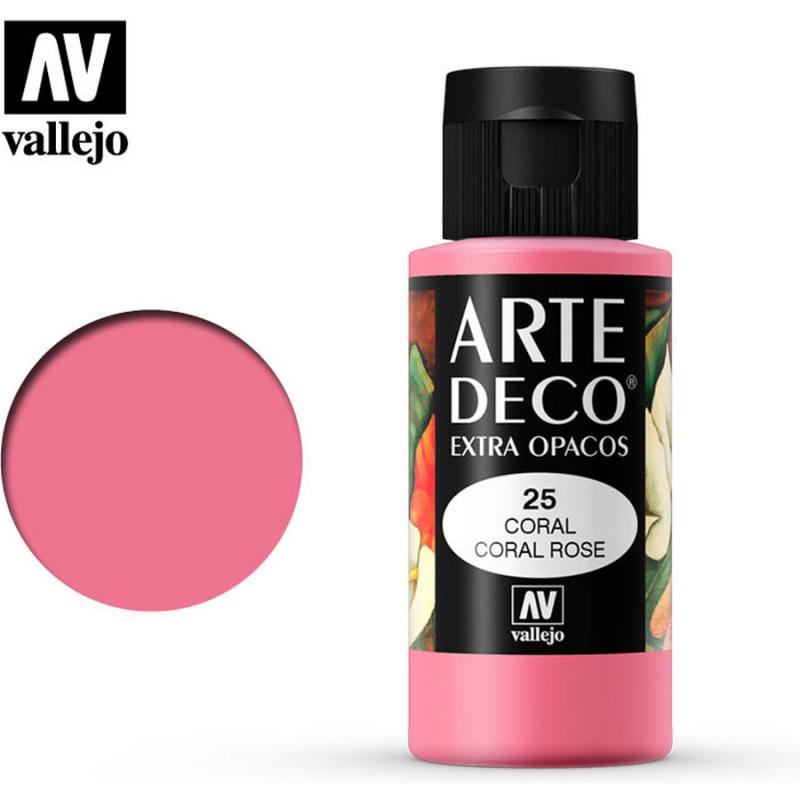 Art Deco Acrylic Paint - Vallejo 60ml - Coral Rose 85025