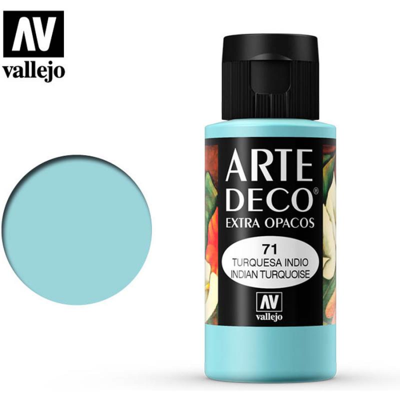 Art Deco Acrylic Paint - Vallejo 60ml - Indian Turquoise 85071