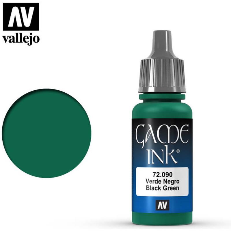 Game Color Acrylic Paint - Vallejo 17ml - Black Green Ink 72090