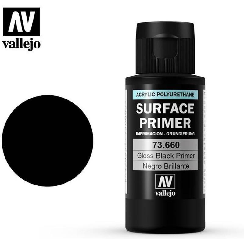 Surface Primer Acrylic-Polyurethane - Vallejo 60ml - Gloss Black 73660
