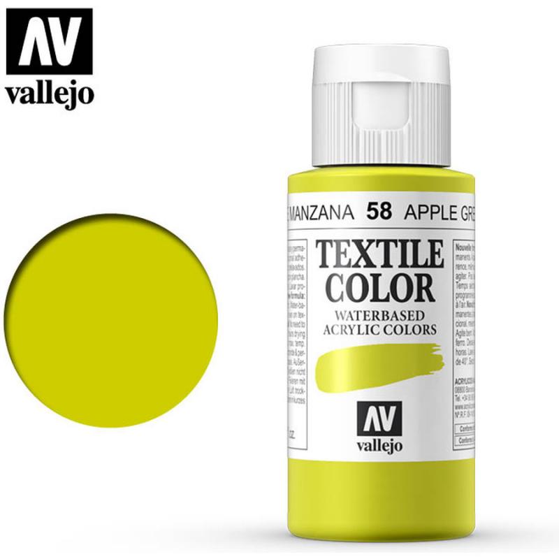 Textile Color Acrylic Paint - Vallejo 60ml - Apple Green 40058