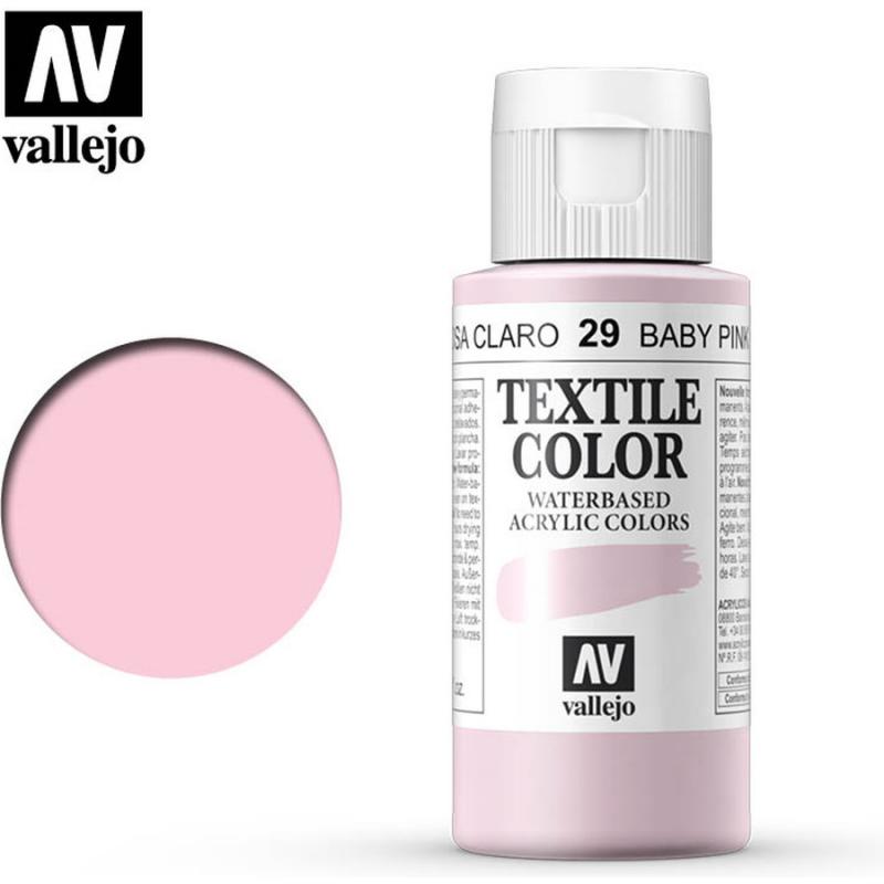 Textile Color Acrylic Paint - Vallejo 60ml - Baby Pink 40029