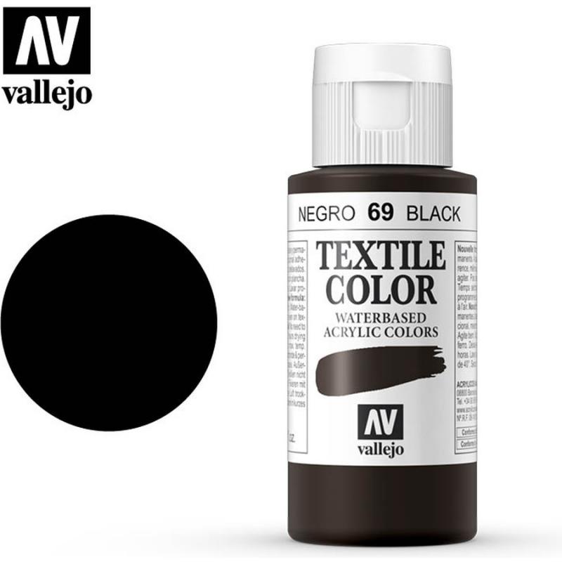 Textile Color Acrylic Paint - Vallejo 60ml - Black 40069