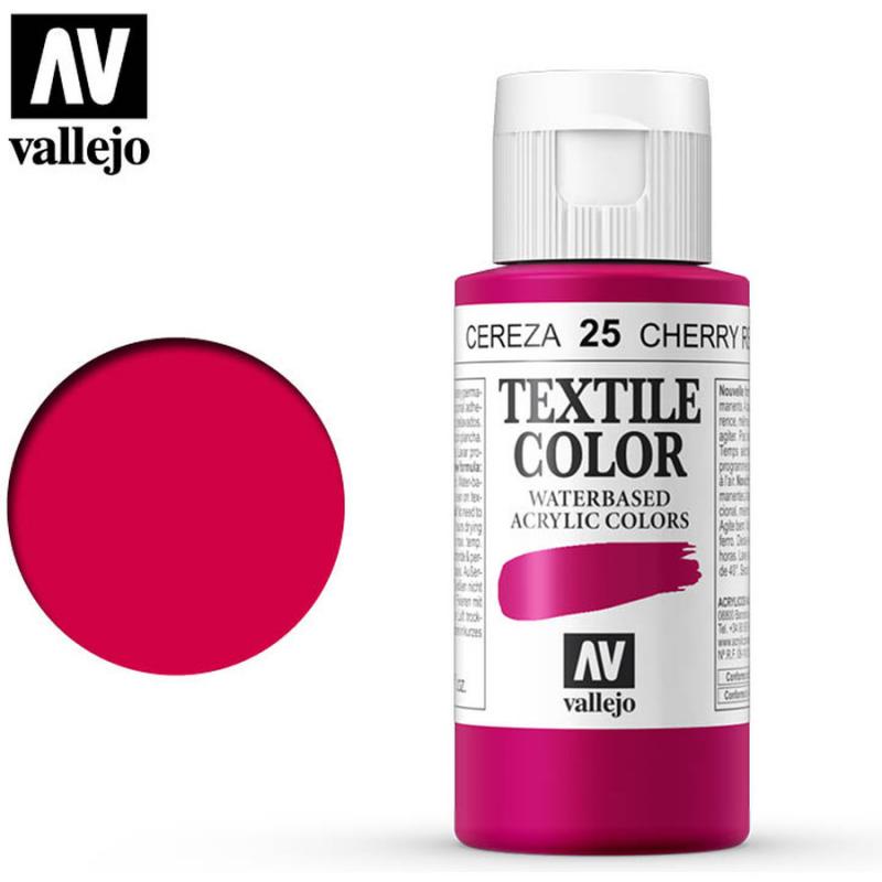 Textile Color Acrylic Paint - Vallejo 60ml - Cherry Red40025