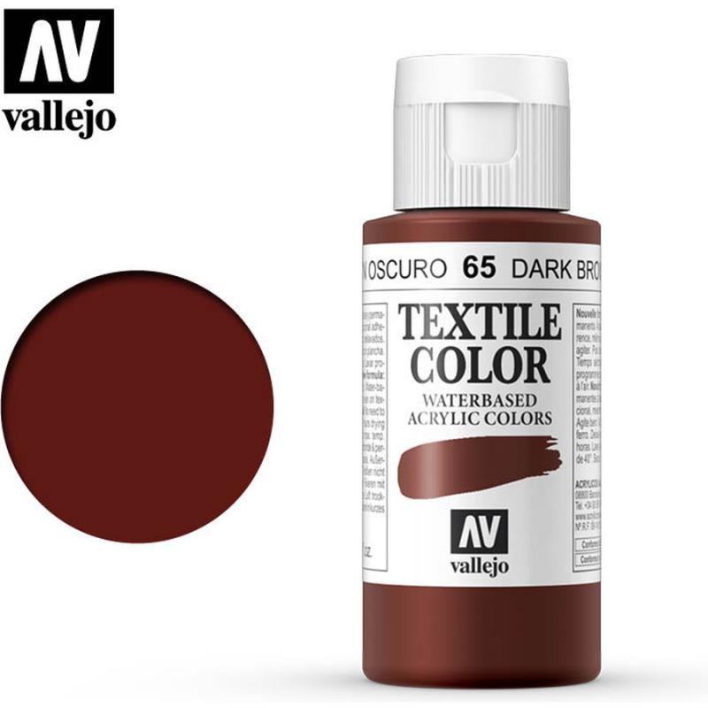 Textile Color Acrylic Paint - Vallejo 60ml - Velvet Brown 40065