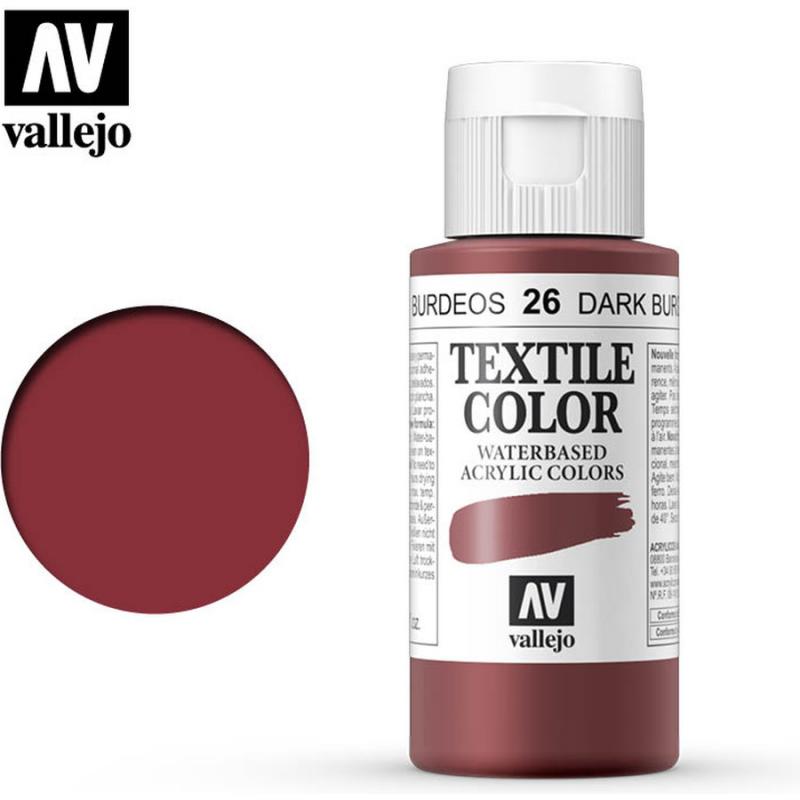 Textile Color Acrylic Paint - Vallejo 60ml - Dark Burgundy 40026