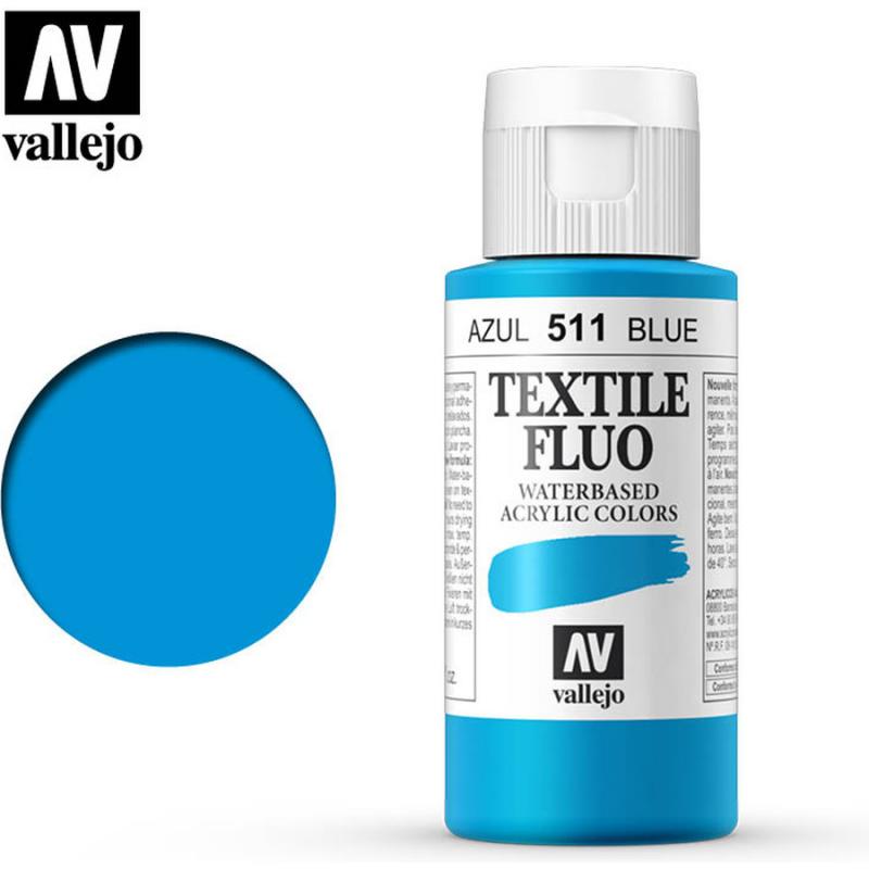 Textile Color Fluorescent Acrylic Paint - Vallejo 60ml - Fluo Blue 40511