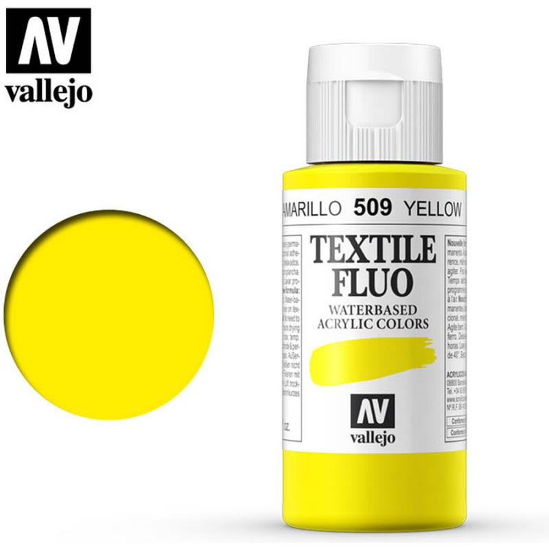 Textile Color Fluorescent Acrylic Paint - Vallejo 60ml - Fluo Yellow 40509