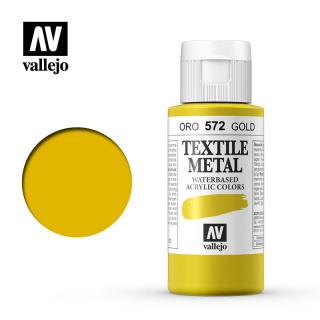 Textile Color Metallic Acrylic Paint - Vallejo 60ml - Metallic Gold 40572