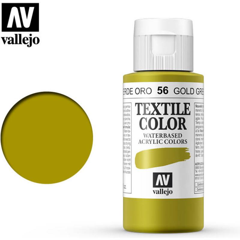 Textile Color Acrylic Paint - Vallejo 60ml - Gold Green 40056