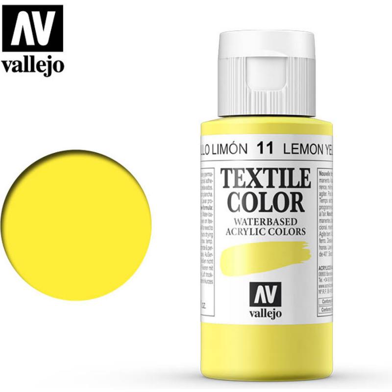 Textile Color Acrylic Paint - Vallejo 60ml - Lemon Yellow 40011