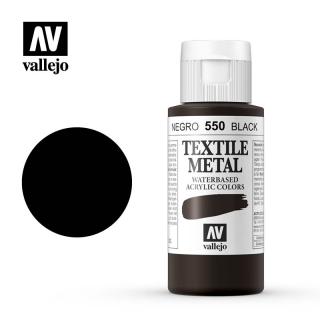 Textile Color Metallic Acrylic Paint - Vallejo 60ml - Metallic Black 40550